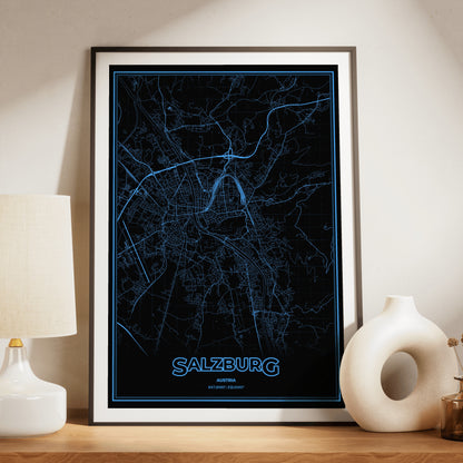 Salzburg Phosphor Map Poster - IBM Blue