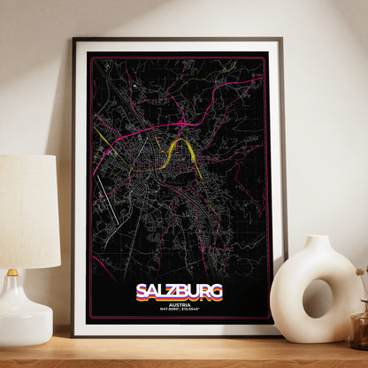 Salzburg Retro Map Poster