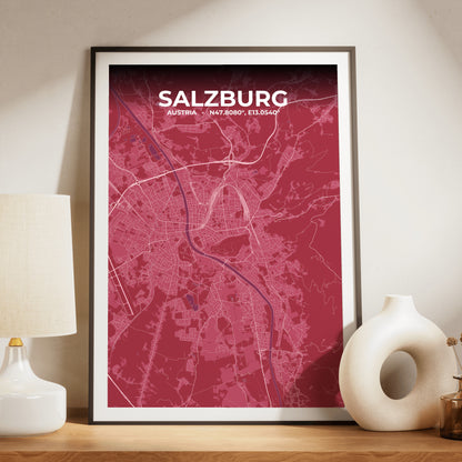 Salzburg Scarlet Map Poster