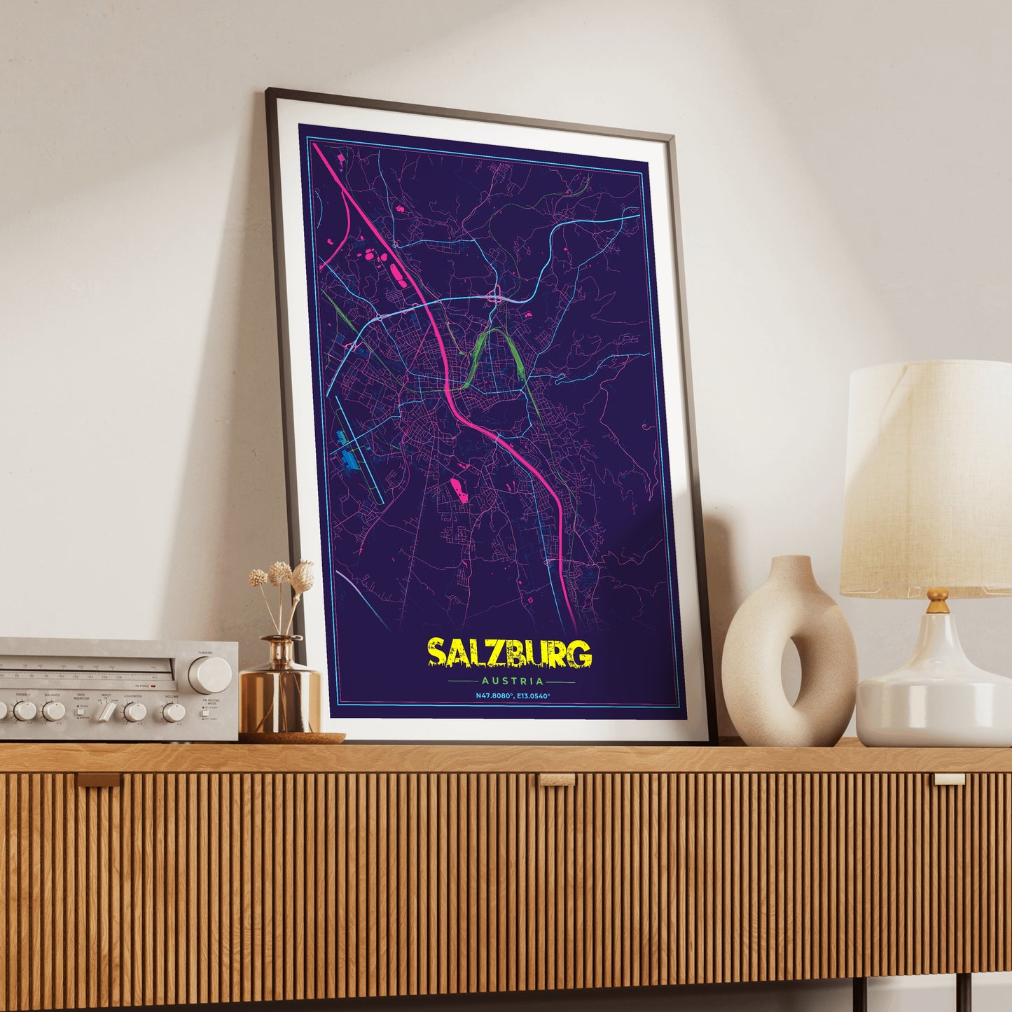 Salzburg Cyberpunk Map Poster