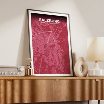 Salzburg Scarlet Map Poster