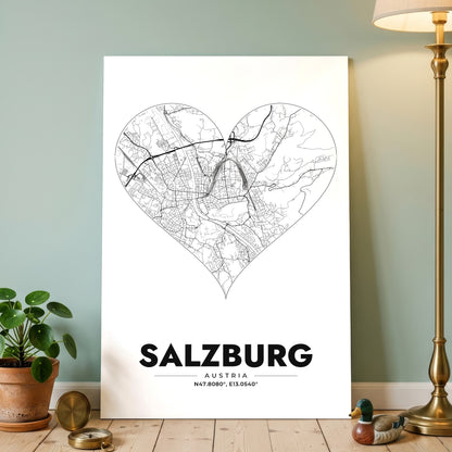 Salzburg Heart Map Poster