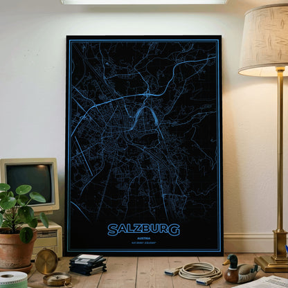 Salzburg Phosphor Map Poster - IBM Blue