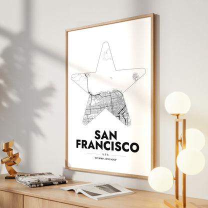 San Francisco Star Map Poster