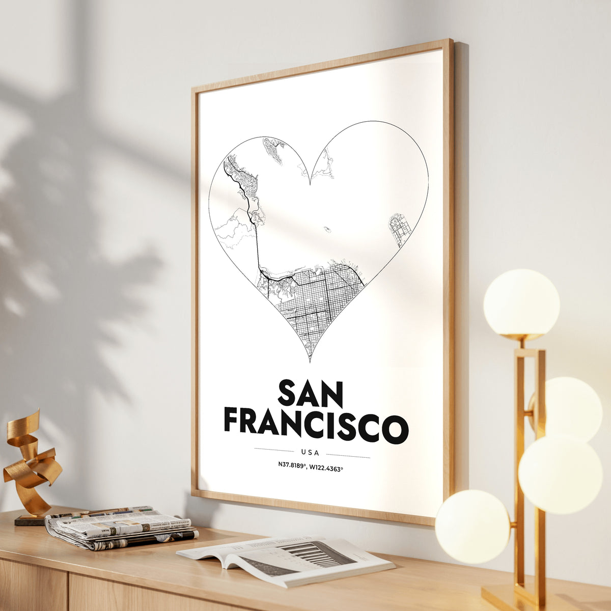 San Francisco Heart Map Poster