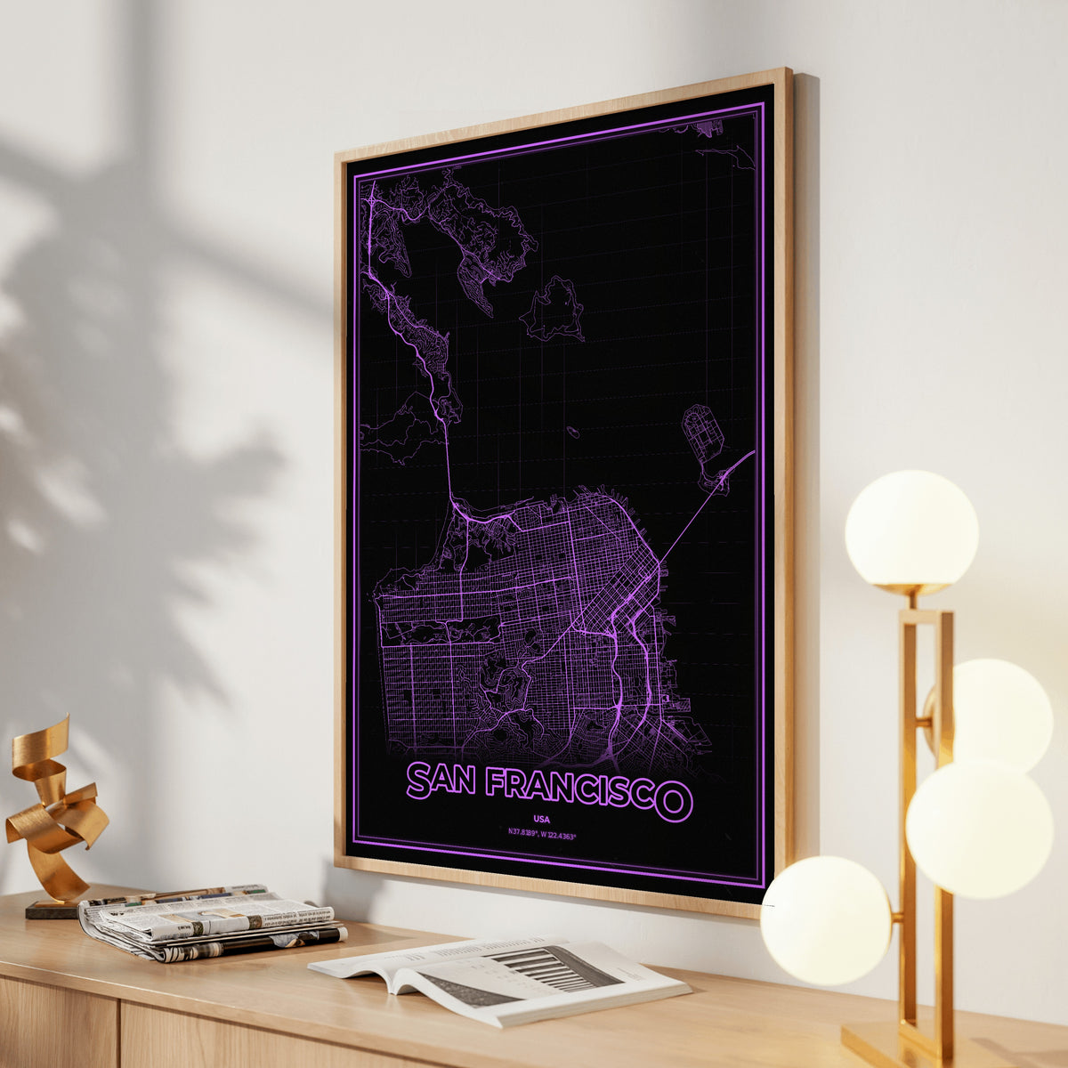 San Francisco Phosphor Map Poster - EGA Violet