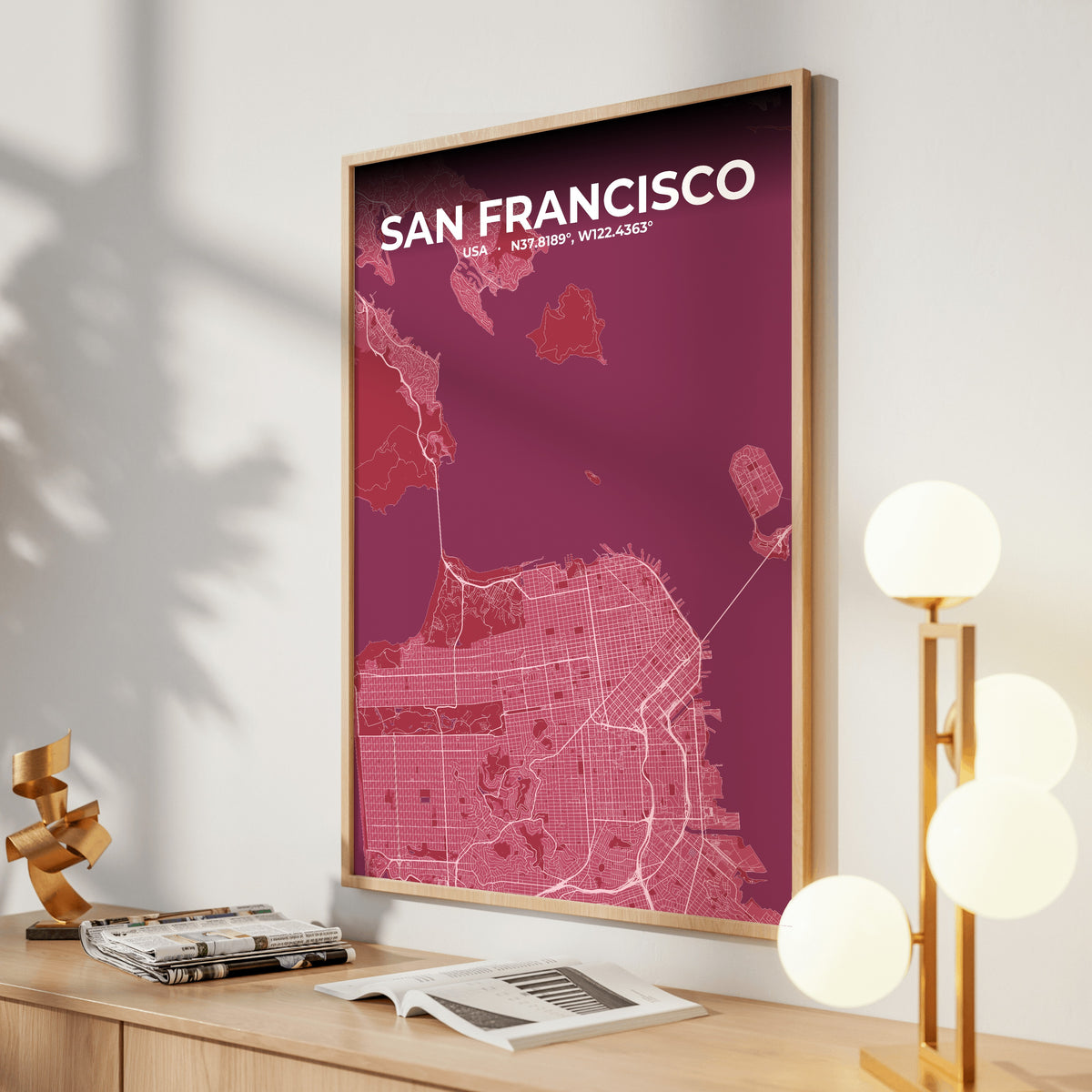 San Francisco Scarlet Map Poster