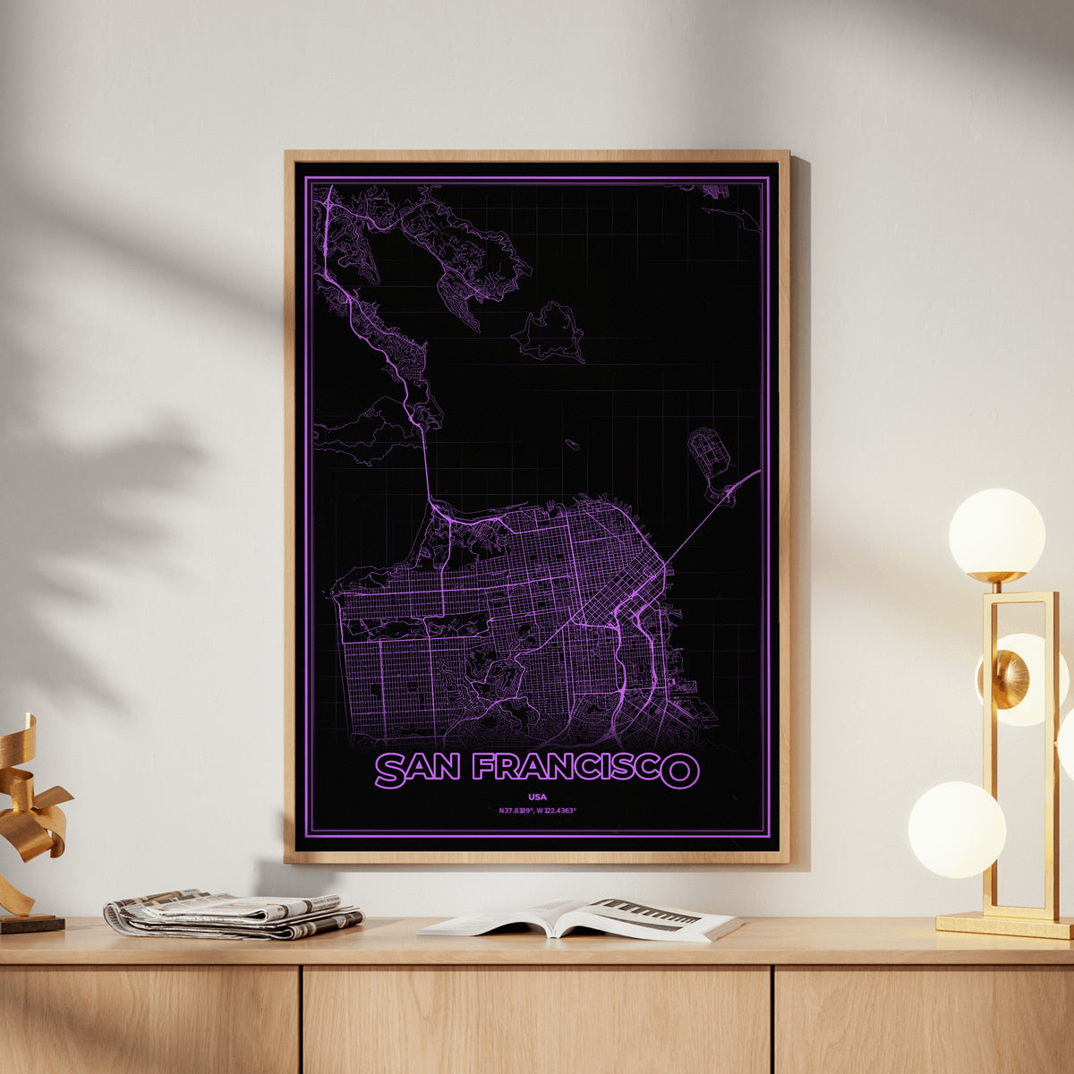 San Francisco Phosphor Map Poster - EGA Violet