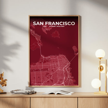 San Francisco Garnet Map Poster