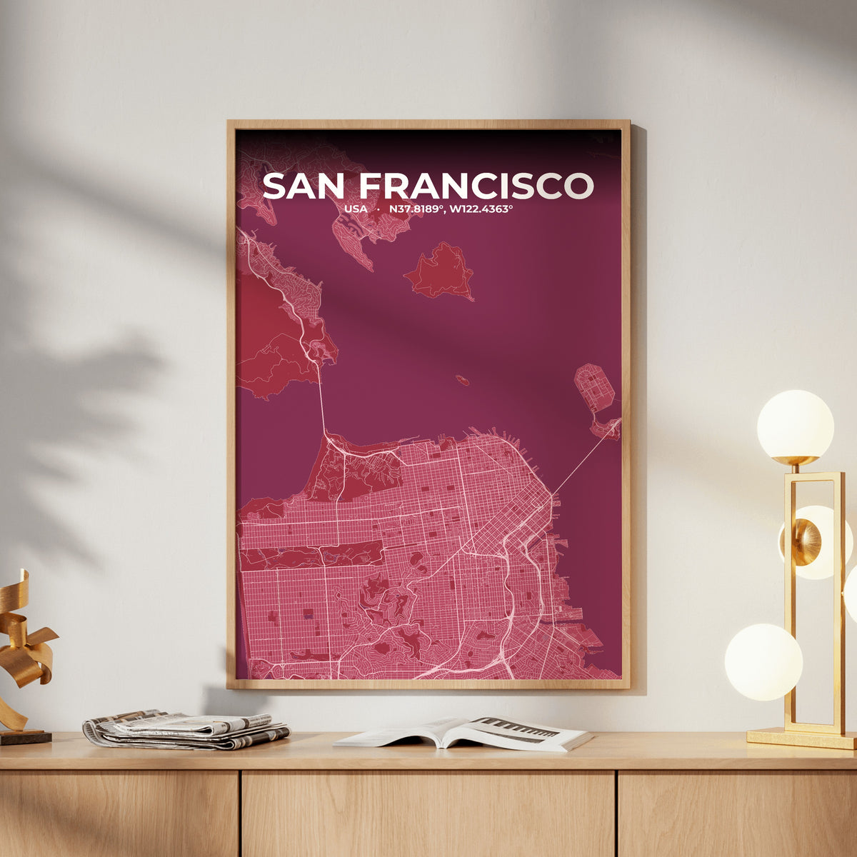 San Francisco Scarlet Map Poster