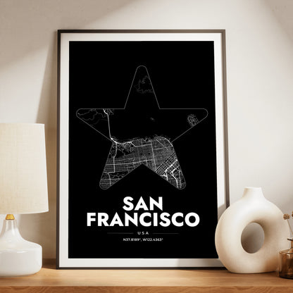 San Francisco Star Map Poster