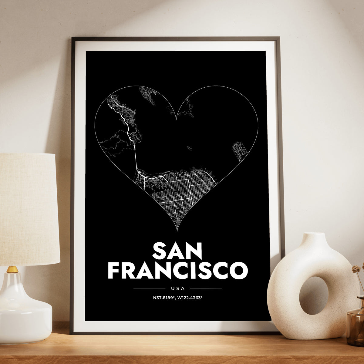 San Francisco Heart Map Poster