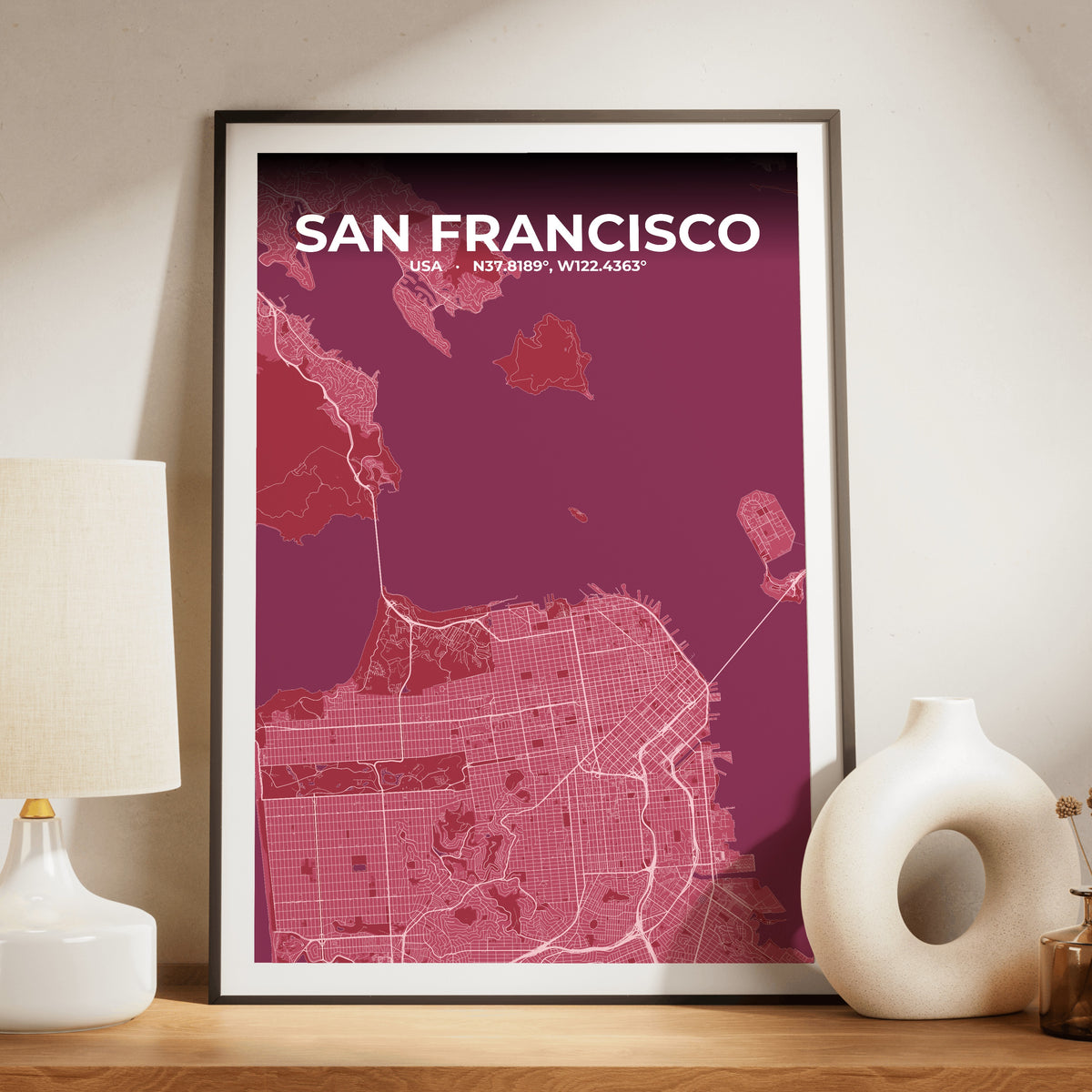 San Francisco Scarlet Map Poster