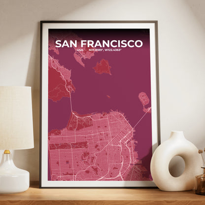 San Francisco Scarlet Map Poster