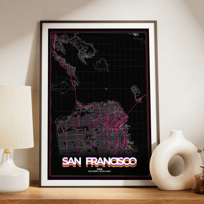 San Francisco Retro Map Poster