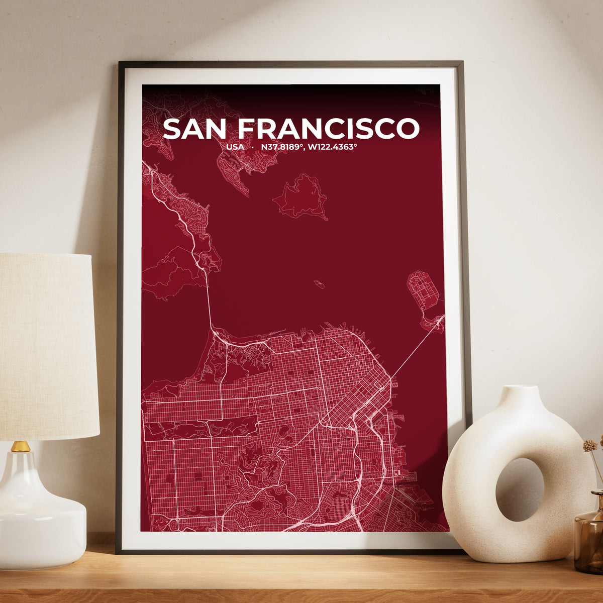 San Francisco Garnet Map Poster