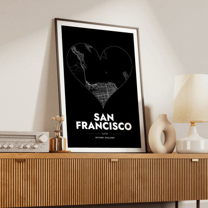 San Francisco Heart Map Poster