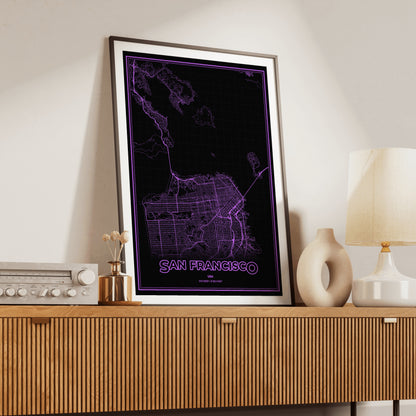 San Francisco Phosphor Map Poster - EGA Violet