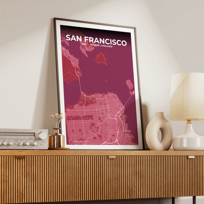 San Francisco Scarlet Map Poster