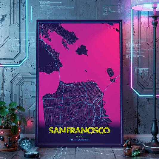 San Francisco Cyberpunk Map Poster