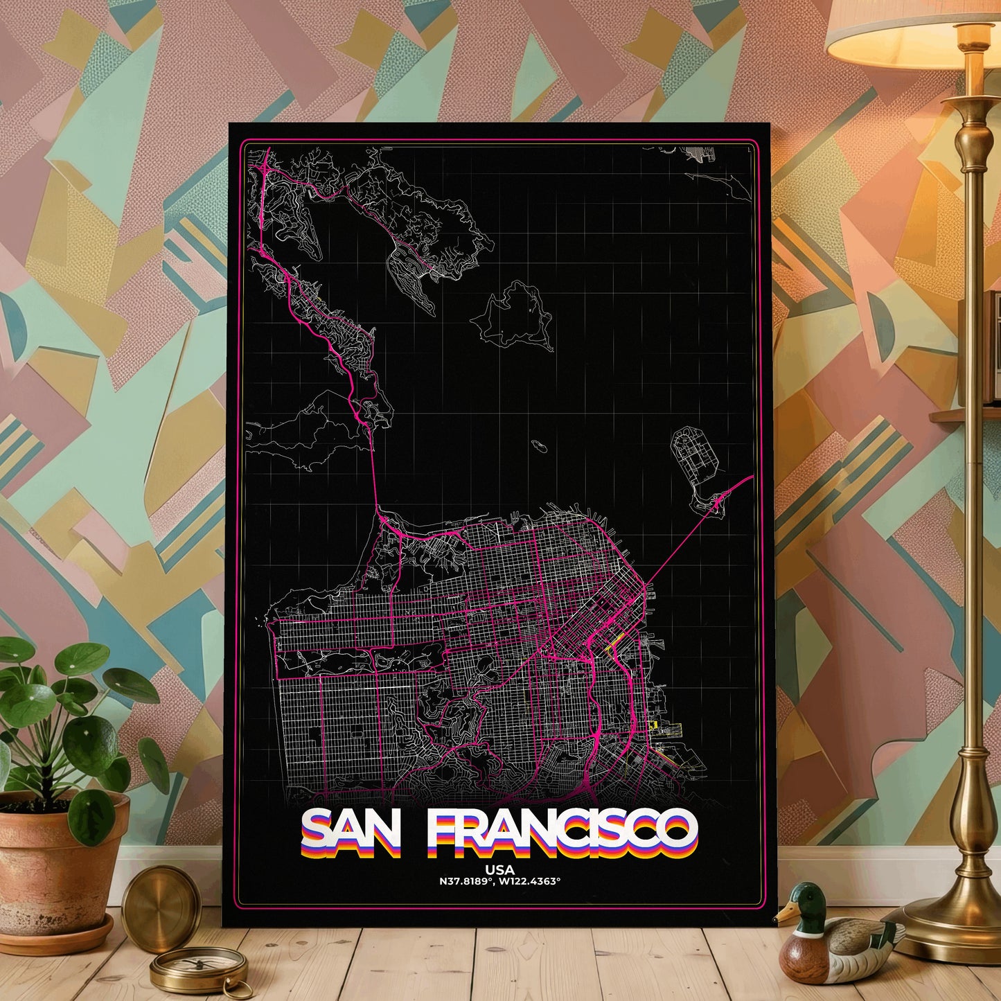 San Francisco Retro Map Poster