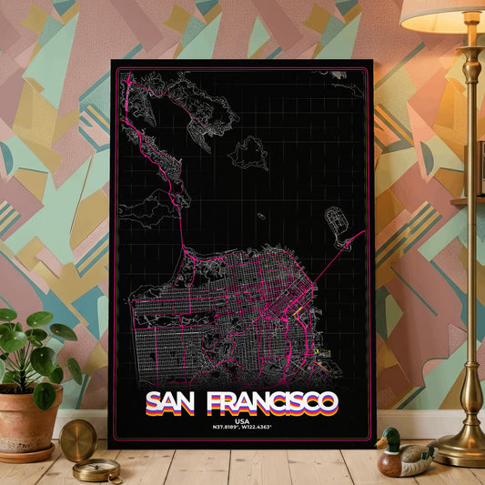 San Francisco Retro Map Poster