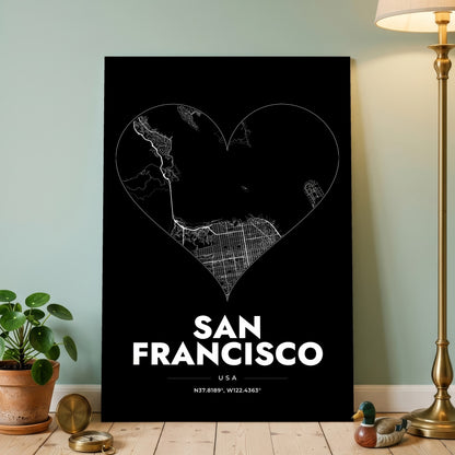 San Francisco Heart Map Poster