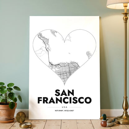 San Francisco Heart Map Poster