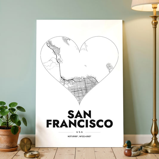 San Francisco Heart Map Poster