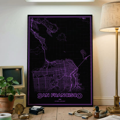 San Francisco Phosphor Map Poster - EGA Violet