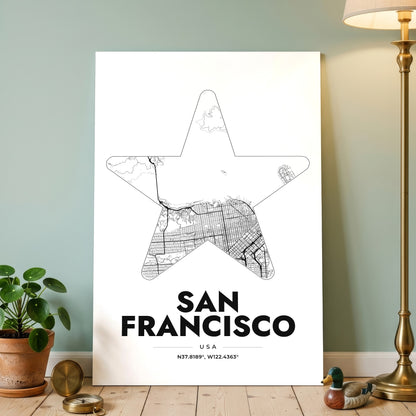 San Francisco Star Map Poster