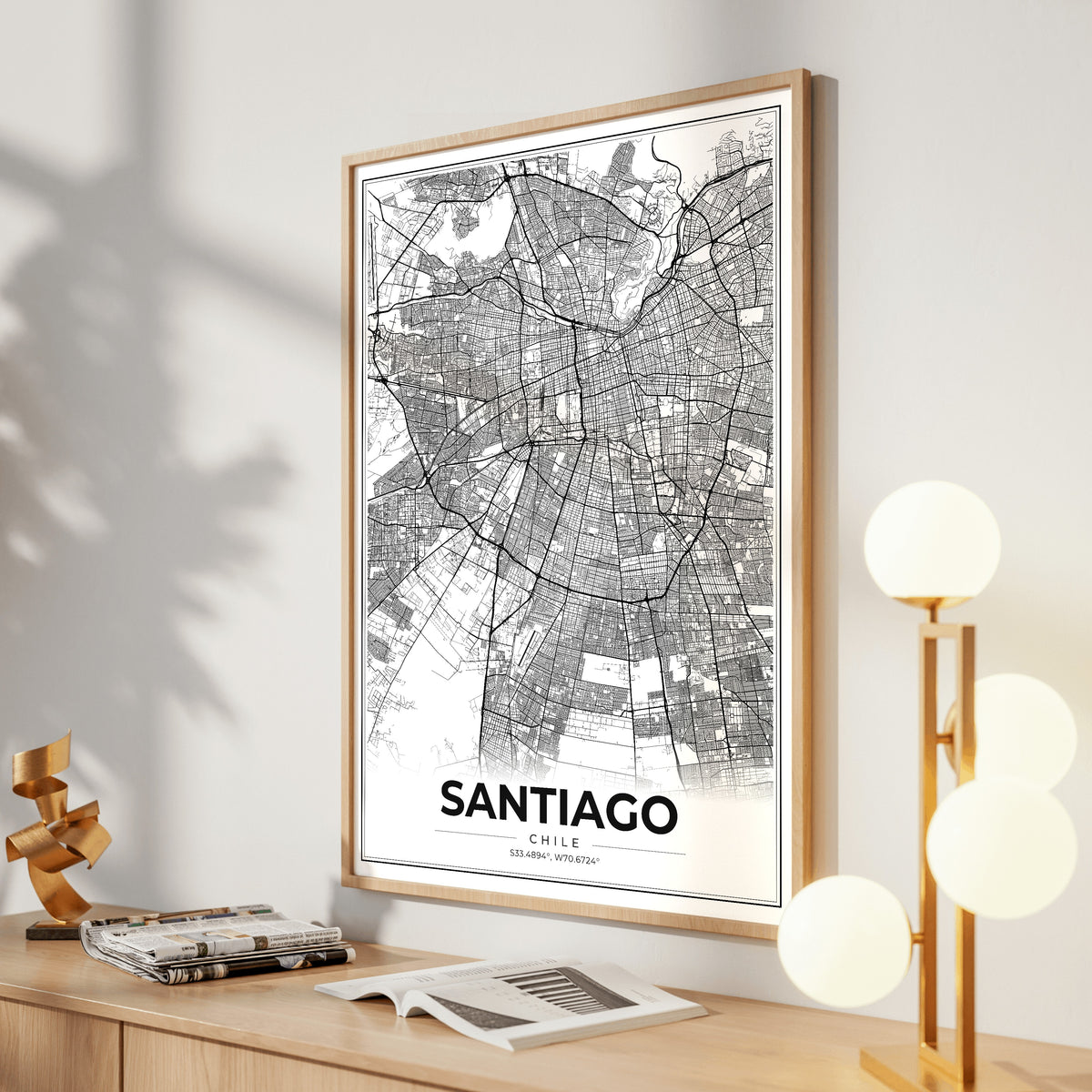 Santiago Modern Map Poster