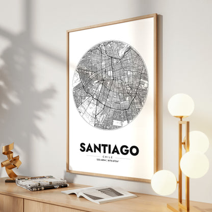 Santiago Spot Map Poster