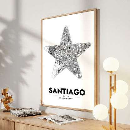 Santiago Star Map Poster