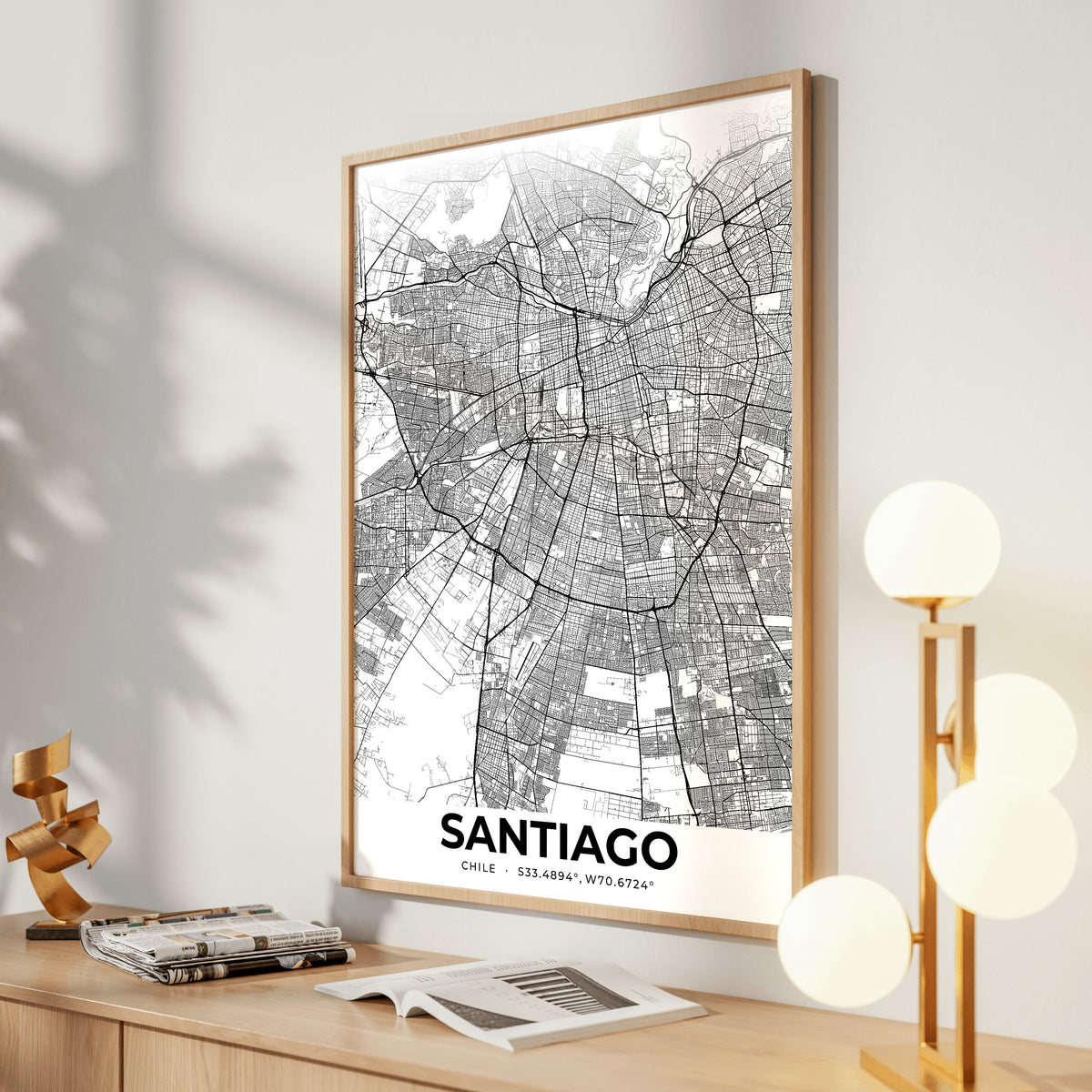 Santiago Elegant Map Poster