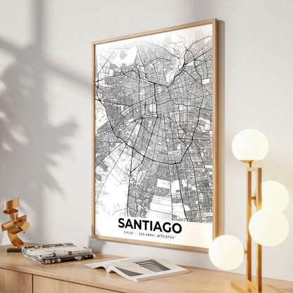 Santiago Elegant Map Poster