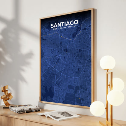 Santiago Ink Map Poster