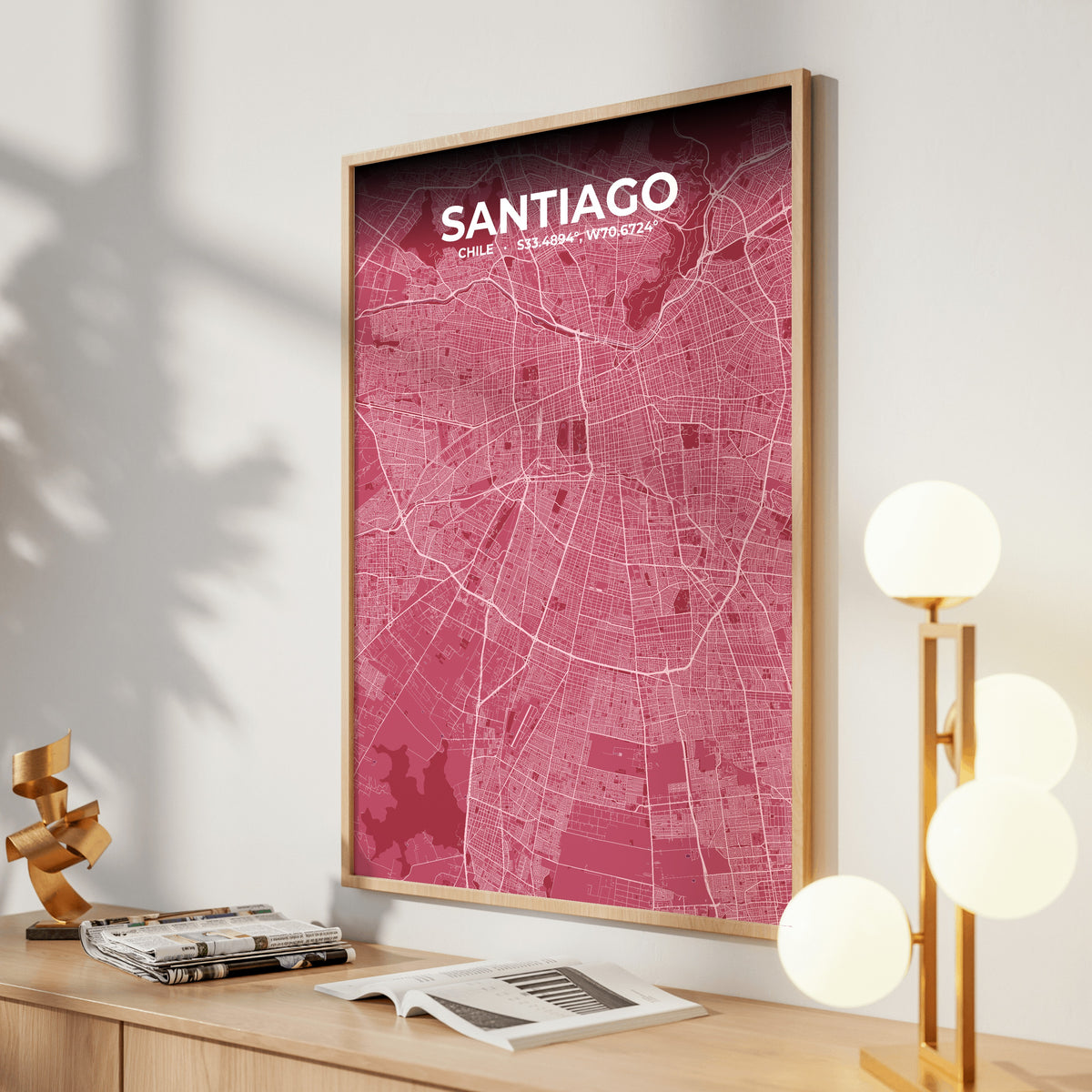 Santiago Scarlet Map Poster