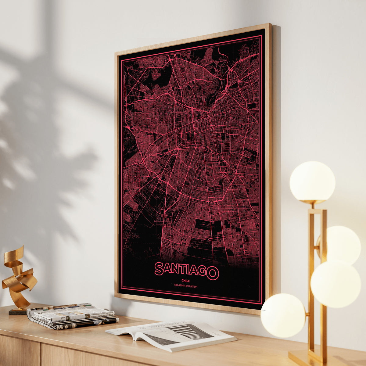 Santiago Phosphor Map Poster - System Alert