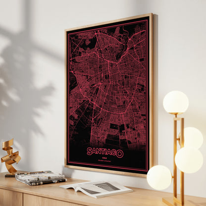Santiago Phosphor Map Poster - System Alert