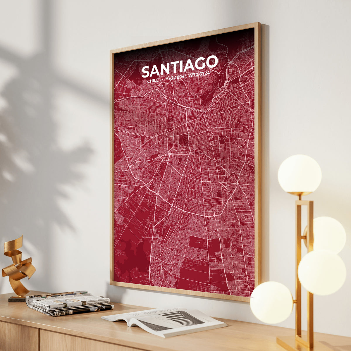 Santiago Garnet Map Poster