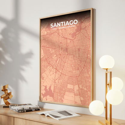 Santiago Blush Map Poster