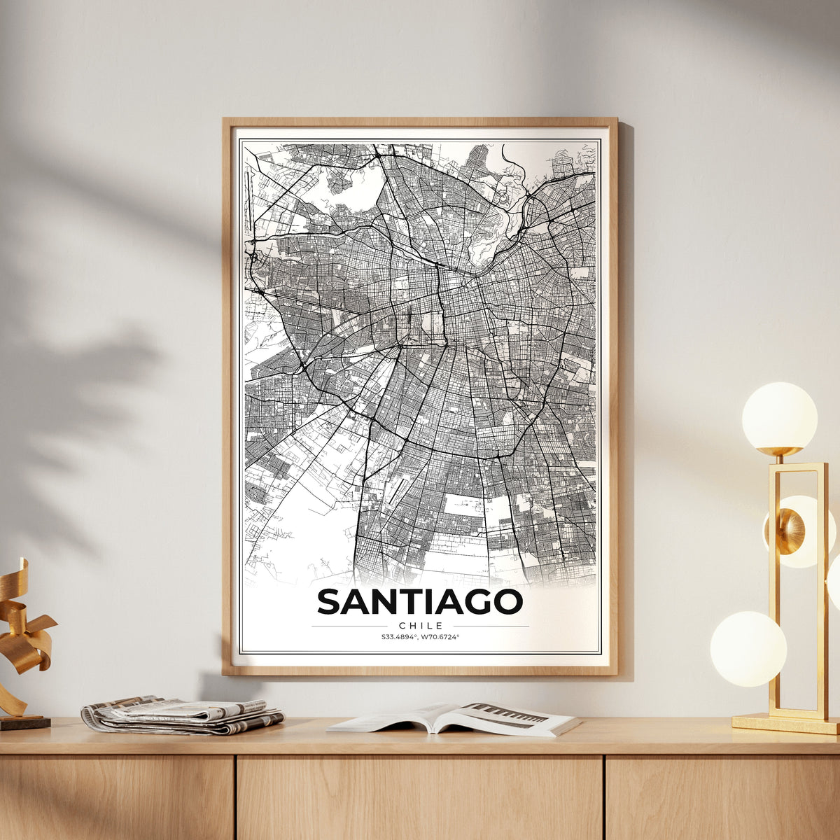 Santiago Modern Map Poster