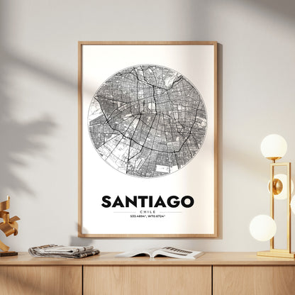 Santiago Spot Map Poster