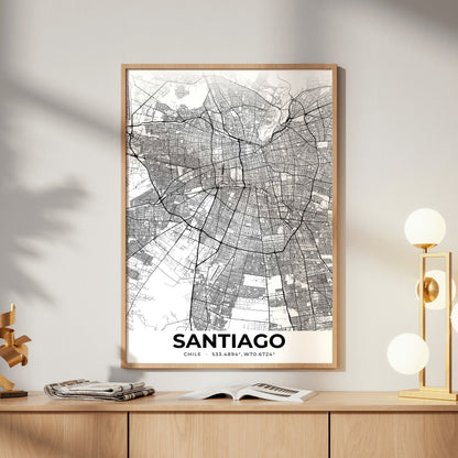Santiago Elegant Map Poster