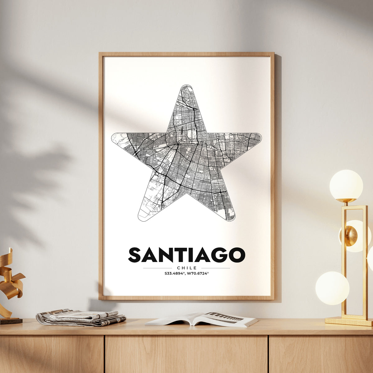 Santiago Star Map Poster