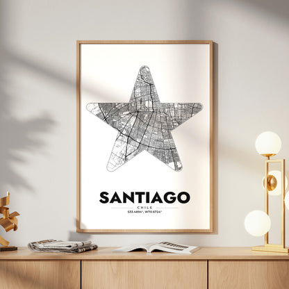 Santiago Star Map Poster