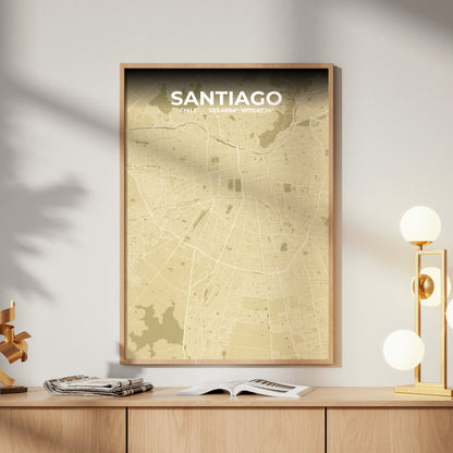 Santiago Ember Map Poster