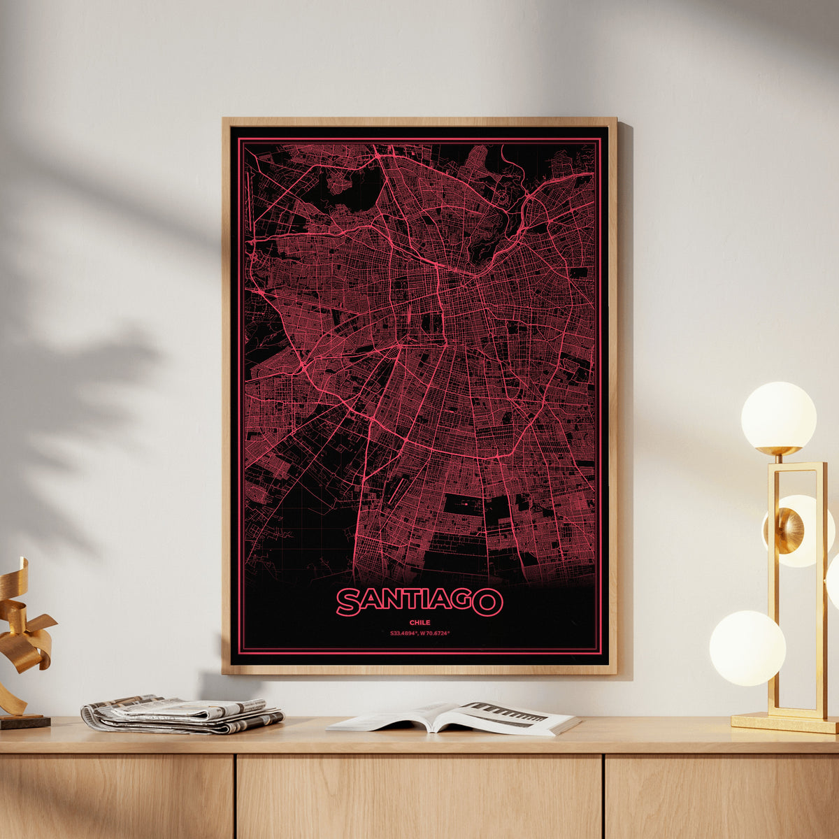 Santiago Phosphor Map Poster - System Alert