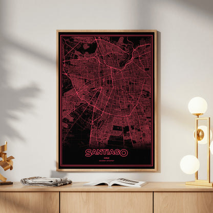 Santiago Phosphor Map Poster - System Alert